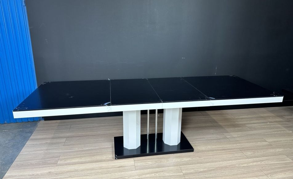 [outlet] Stół rozkładany MODEL „R” czarny-biały (wysoki połysk)